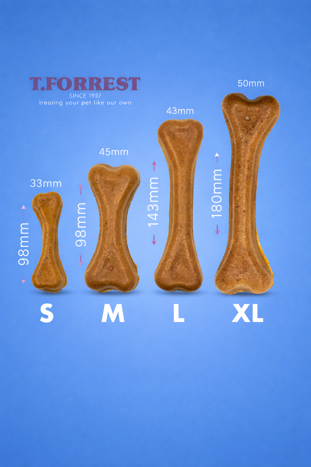 T.FORREST cheese and lamb Large single bone for dogs